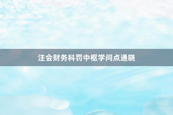 注会财务科罚中枢学问点通晓
