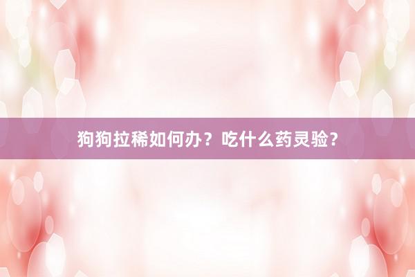 狗狗拉稀如何办？吃什么药灵验？